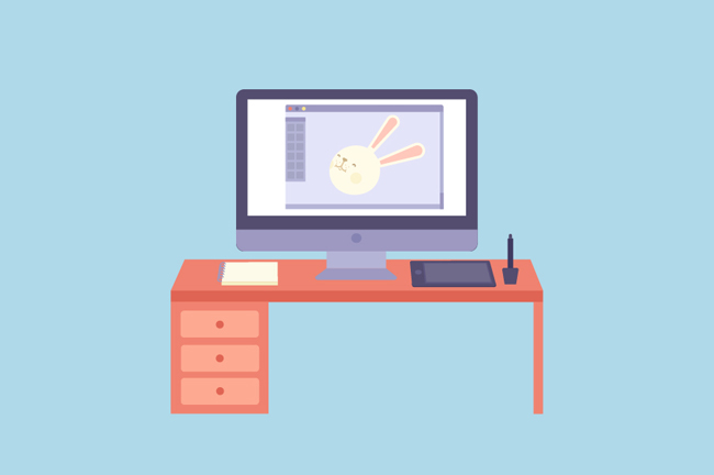 手繪動畫設計師與軟件開發師的電腦桌場景設計對比